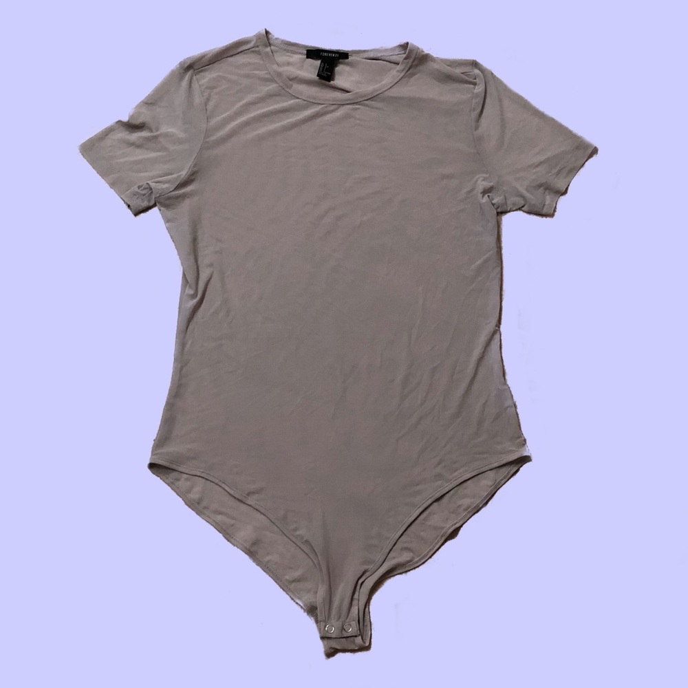 Forever 21 Light Grey Sheer / Mesh Bodysuit